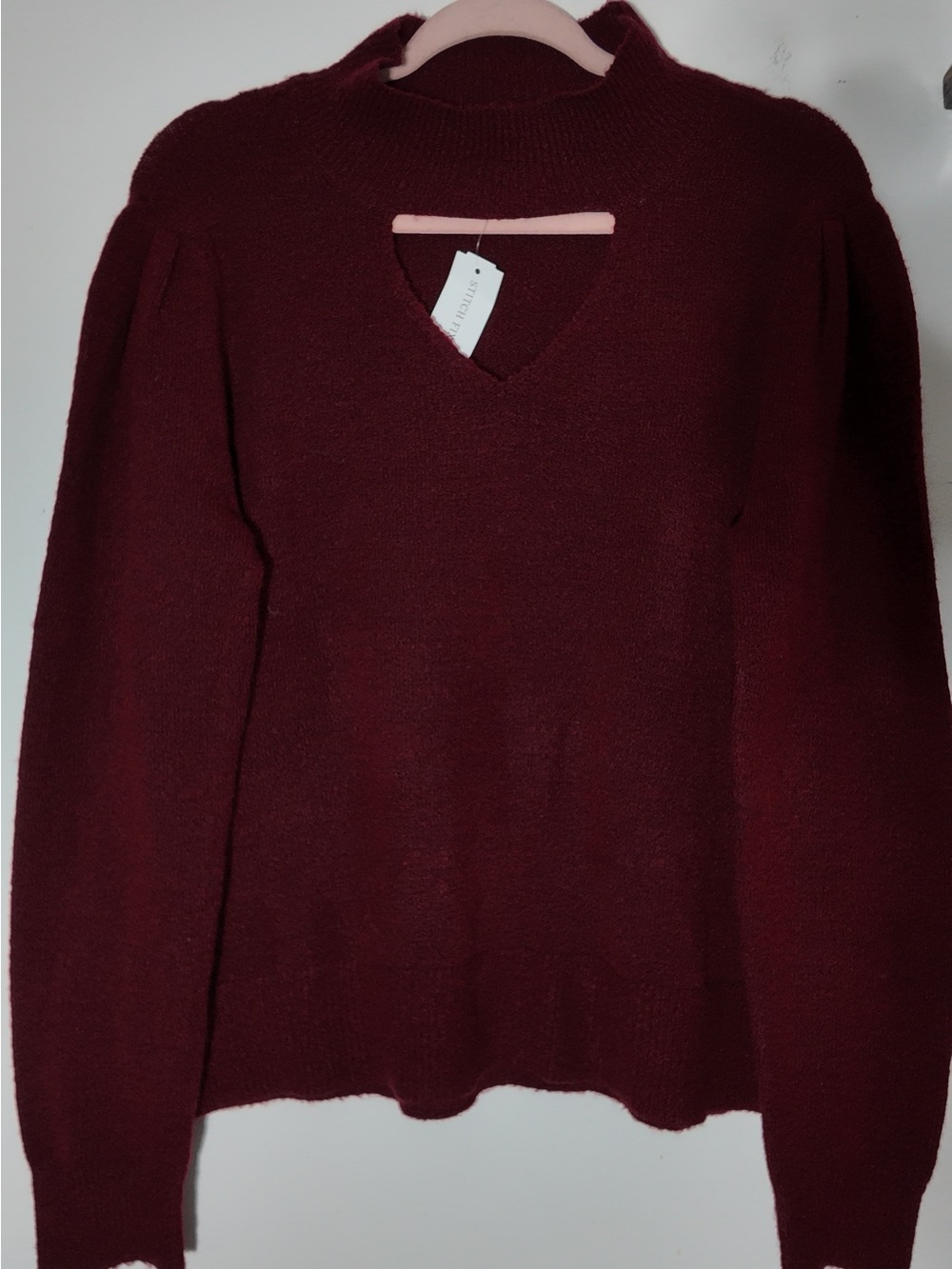 J. Crew Burgundy Crewneck Sweater with Front Keyhole